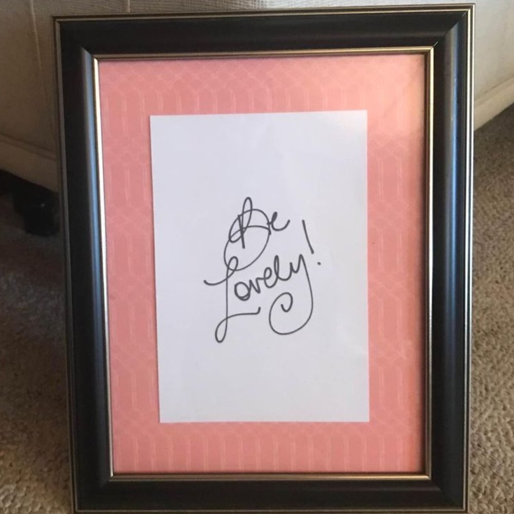 Handmade “Be Lovely” Wall Art in Black and Gold 8” x 10” Frame